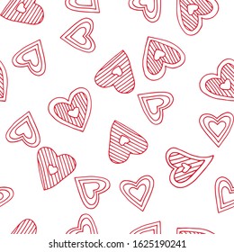 Cute doodle seamless pattern for st. Valentine s day with hearts