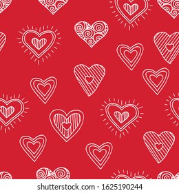 Cute doodle seamless pattern for st. Valentine s day with hearts