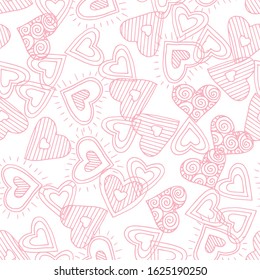 Cute doodle seamless pattern for st. Valentine s day with hearts