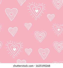 Cute doodle seamless pattern for st. Valentine s day with hearts