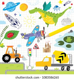 cute doodle set for children