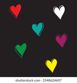 Cute doodle set of hearts. Hand drawn vector Set of red hearts in different pose. design eps 10 