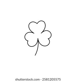 Cute doodle shamrock isolated. St Patricks Day symbol. Three leaf shamrock. Vector doodle illustration. Irish Patricks Day March 17 design element.