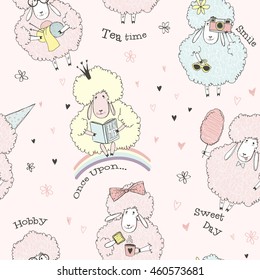 cute doodle sheep pattern, kid design