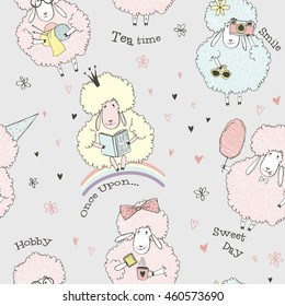 cute doodle sheep pattern, kid design