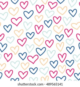 Cute doodle simple pattern with hearts
