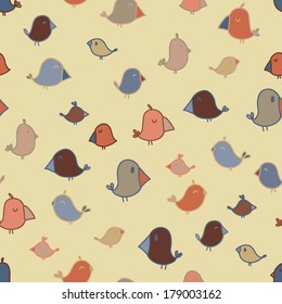 Cute doodle simple various birds seamless pattern