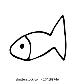 Un solo pez de garrapato. Mundo subacuático para libros de coloración infantil y diseño de verano.