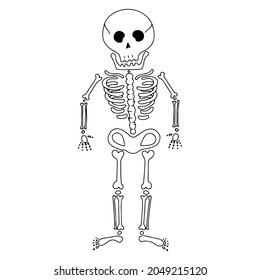 Cute doodle skeleton for Halloween, skeleton icon