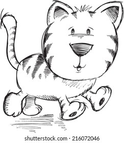 Esbozo de Doodle Cuaderno Vector de Gatos Ilustración