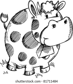 Cute Doodle Sketch Cow Vector Illustration Stock Vector (Royalty Free ...