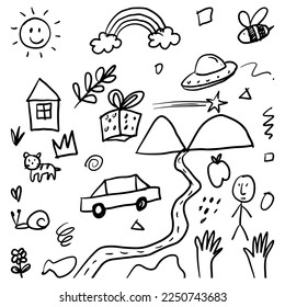 Cute doodle sketch style of Hand drawn vector illustration for kid.