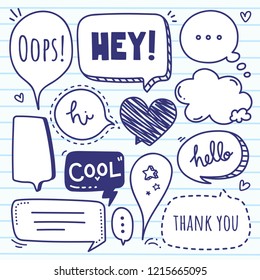 Cute doodle speech bubble set.