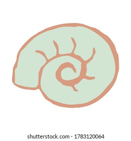 Cute Doodle Spiral Shell Aquatic Animal In the Ocean Design