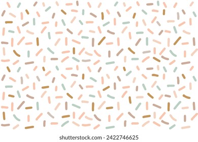 Cute doodle sprinkles vector seamless pattern. Playful scribble background on white. Donut sweet pattern