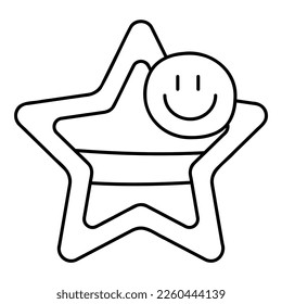 Cute doodle star shape barrette from the collection of girly stickers. Cartoon vector white and black illustration.