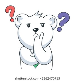 Cute doodle sticker of a confused bear 