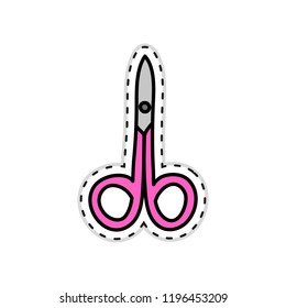 Cute doodle sticker with nail scissors isolated on white background.
