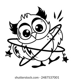 Cute doodle style cartoon of dizzy bird  