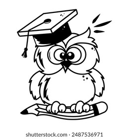 Cute doodle style character of wisdom owl 