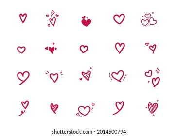 Cute doodle style hand drawn Heart collection. Vector illustration 