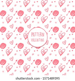 Cute doodle style hearts seamless vector pattern. Valentine's Day handwritten background. Marker drawn different heart shapes and silhouettes. Hand drawn ornament.