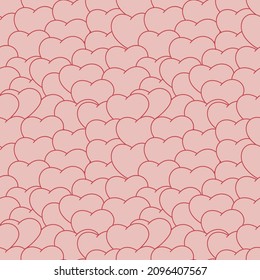 Cute doodle style hearts seamless pattern. Valentine's Day background. Cute romantic seamless pattern.  Romantic print.