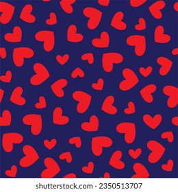 Cute doodle style hearts seamless vector pattern. Valentine's Day handwritten background. Marker drawn different heart shapes and silhouettes. Hand drawn ornament.