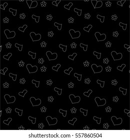 Cute doodle style hearts seamless vector pattern. Valentine's Day handwritten background. Marker drawn different heart shapes and silhouettes. Hand drawn ornament.