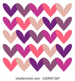 Cute doodle style hearts vector pattern. Valentine's Day handwritten background. Marker drawn different heart colors. Hand drawn ornament.