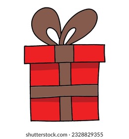 a cute doodle style illustration for Christmas ,new year, birthday, valentine's day - a  giftbox for our favorite  holidays  