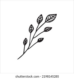 Cute doodle style twig. Vector illustration for postcard decor.Vector illustration