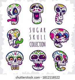 cute doodle sugar skull collection