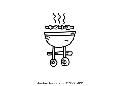 Cute Doodle Summer Icon with line color black