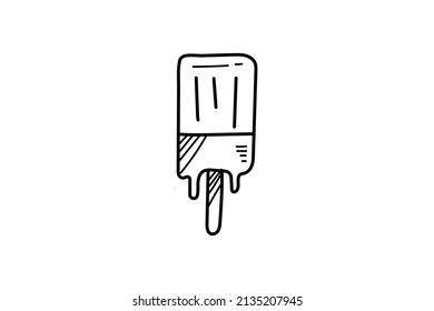Cute Doodle Summer Icon with line color black