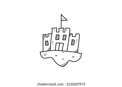 Cute Doodle Summer Icon with line color black