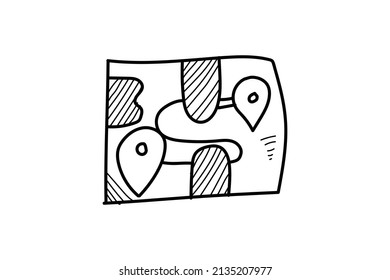 Cute Doodle Summer Icon with line color black