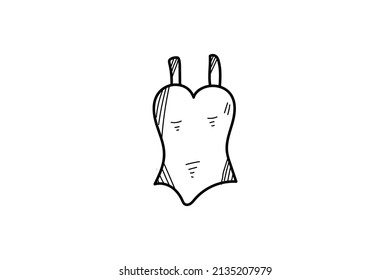 Cute Doodle Summer Icon with line color black