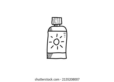 Cute Doodle Summer Icon with line color black