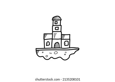 Cute Doodle Summer Icon with line color black