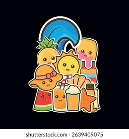 Cute Doodle Summer Isolated Background