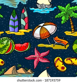 Cute doodle summer seamless pattern