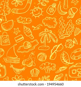 Cute doodle summer stuff seamless pattern