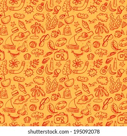 Cute doodle summer stuff seamless pattern