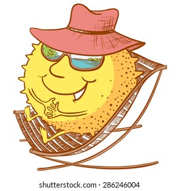 Cute doodle sun character on the desk chair