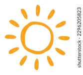 Cute doodle sun icon. Hand drawn style illustration