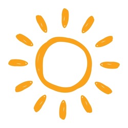 Cute Doodle Sun Icon. Hand Drawn Style Illustration