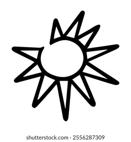 Cute doodle sun icon. Hand drawn vector style illustration. Logo sketch