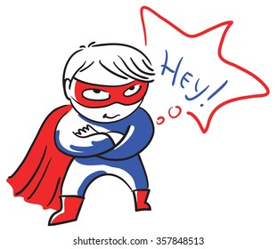 Cute Doodle Superboy (superhero) Illustration