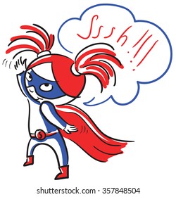 Cute doodle supergirl (superhero) illustration